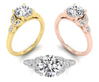 18K White Gold Round Diamond Ring — 3 COLOR
