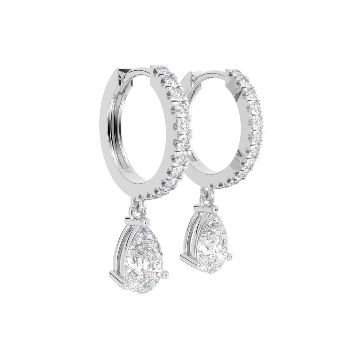 18K Pearl Drop Diamond Earrings — 3D VIEW