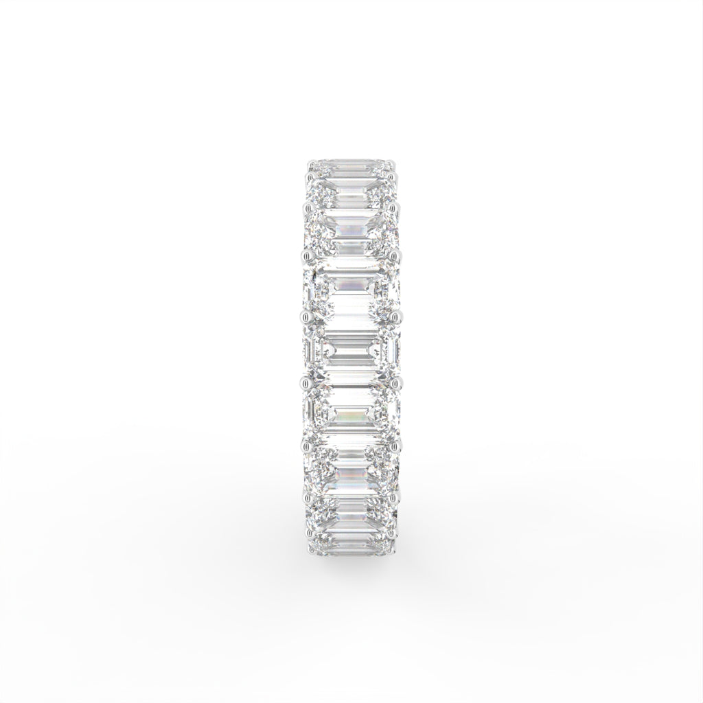 14K White Gold Eternity Emerald Diamond Ring — SIDE
