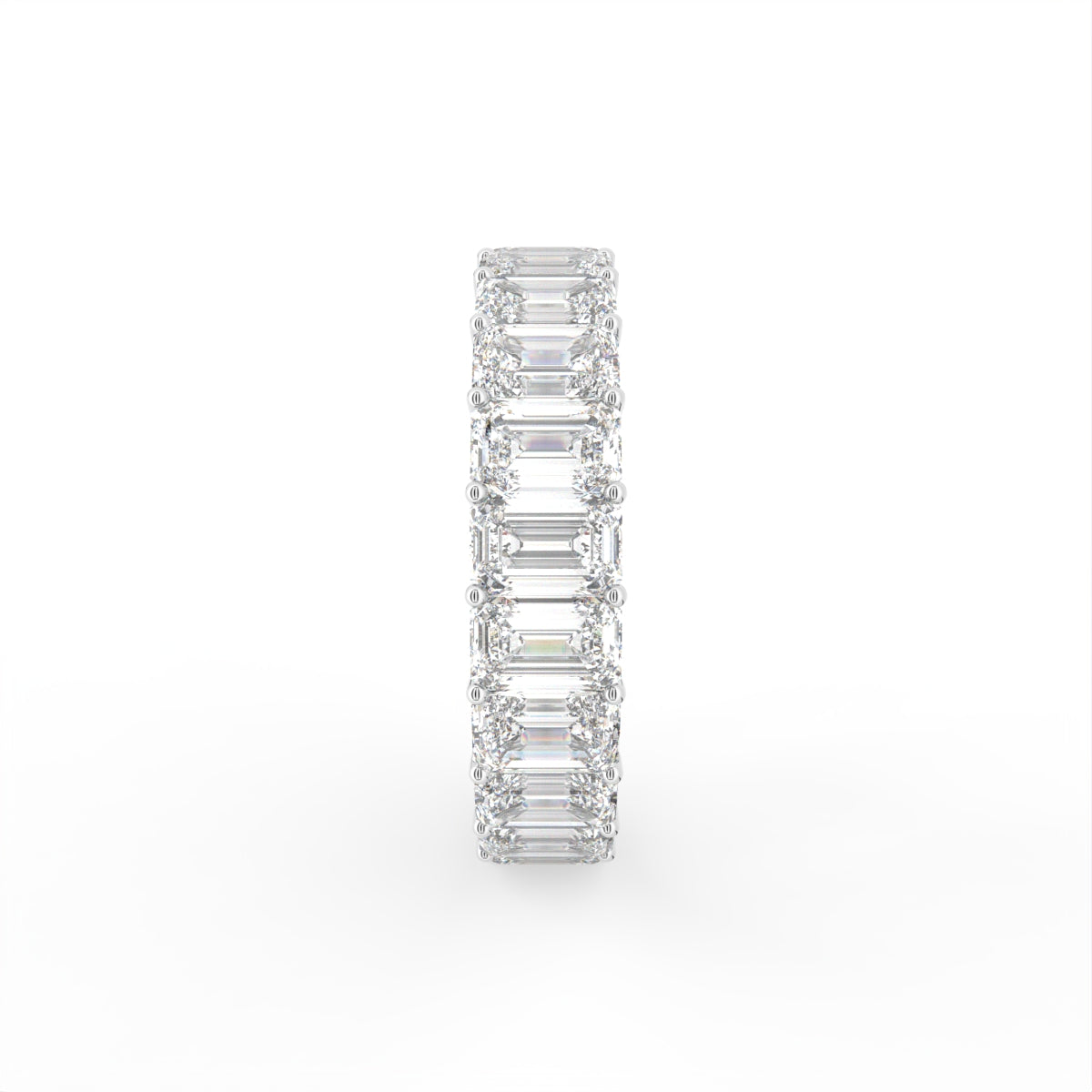 14K White Gold Eternity Emerald Diamond Ring — SIDE