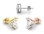 18K Triangle Solitaire Diamond Earrings — 3 COLOR