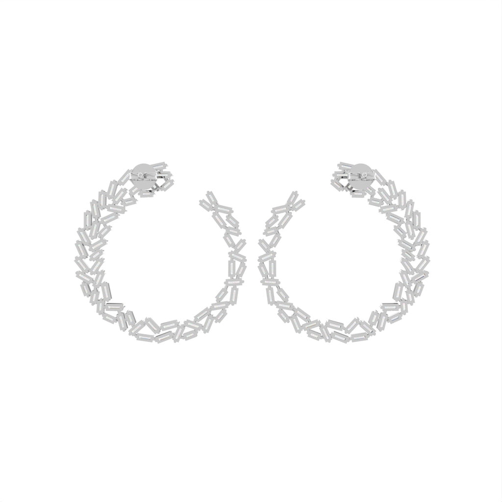 18K Baguette Diamond Moon Earrings — BACK
