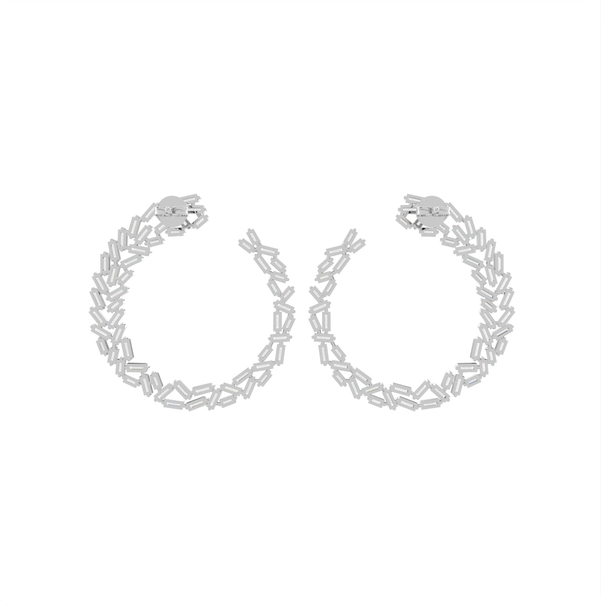 18K Baguette Diamond Moon Earrings — BACK