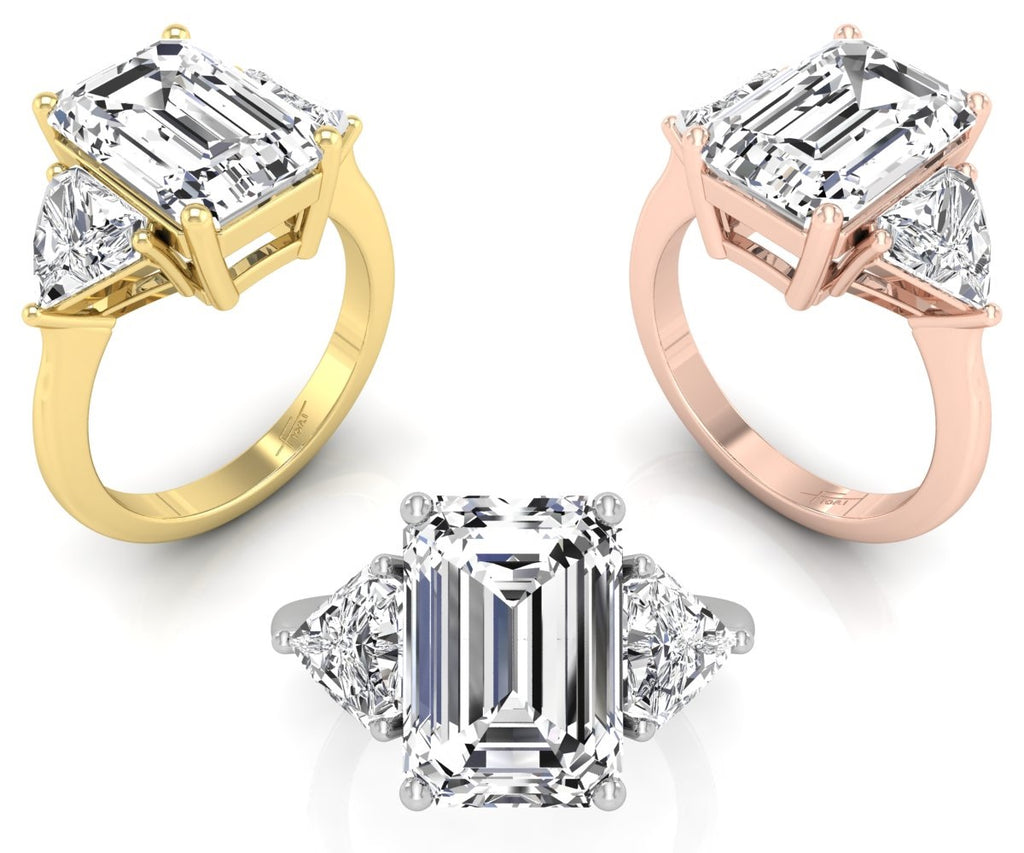 vimg:FJ2120|vimg:FJ2571|18K White Gold Trilogy Emerald Diamond Ring — 3 COLOR