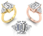 vimg:FJ2120|vimg:FJ2571|18K White Gold Trilogy Emerald Diamond Ring — 3 COLOR