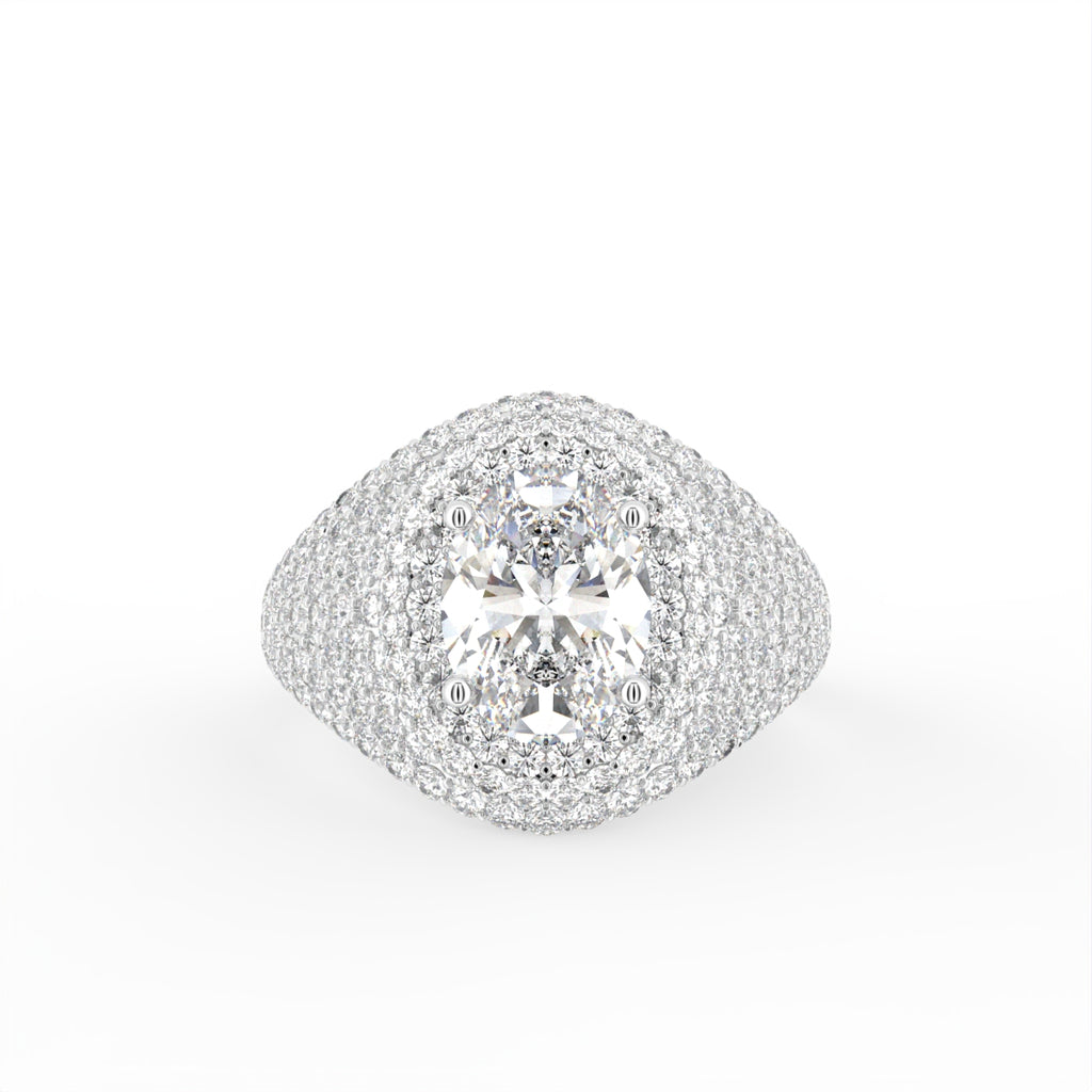 18K Oval Halo Diamond Engagement Ring — TOP