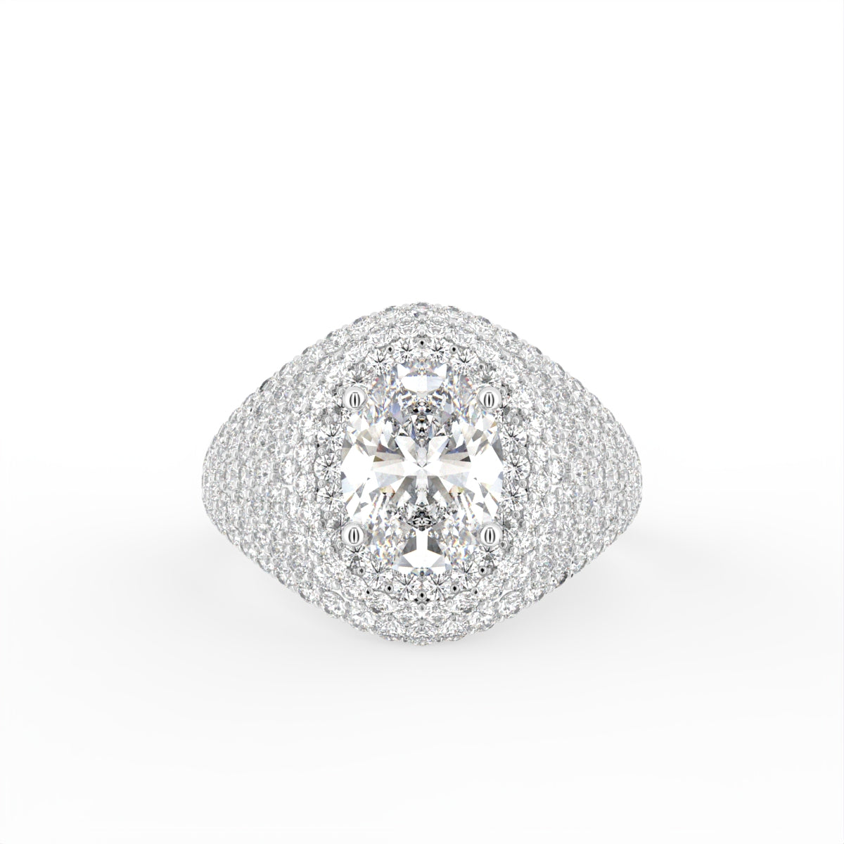 18K Oval Halo Diamond Engagement Ring — TOP