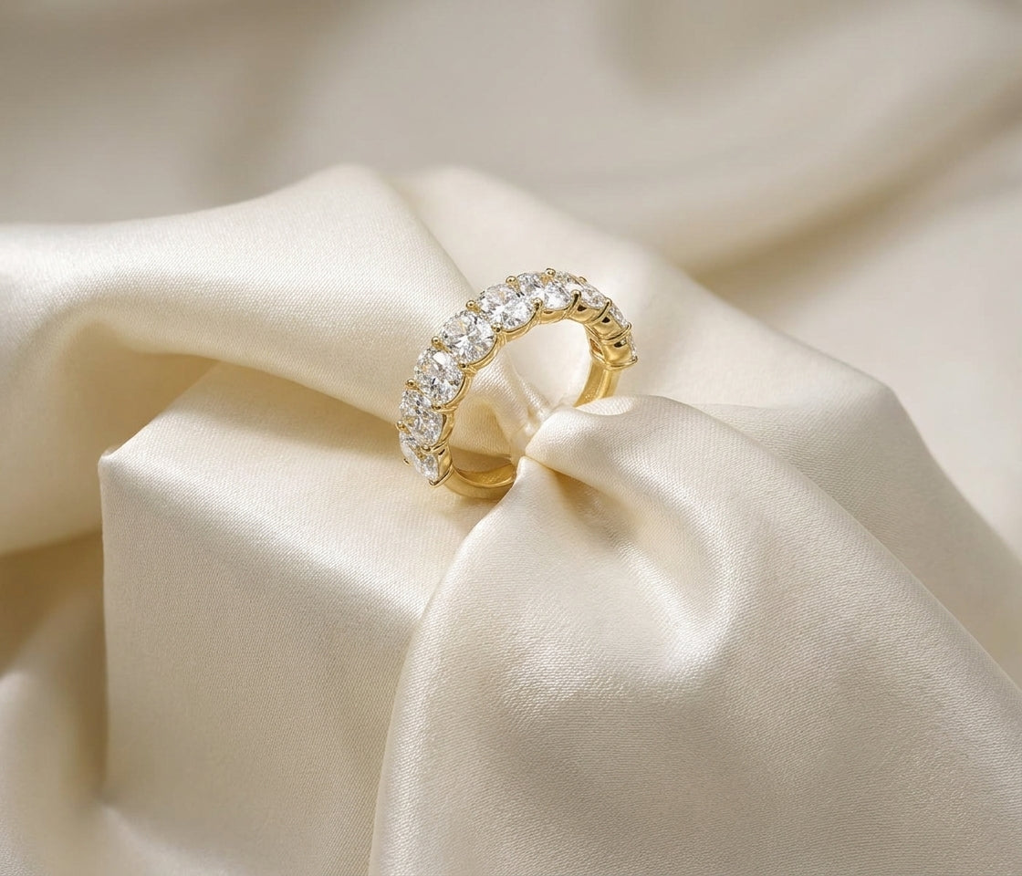 14K White Gold Eternity Cushion Diamond Ring