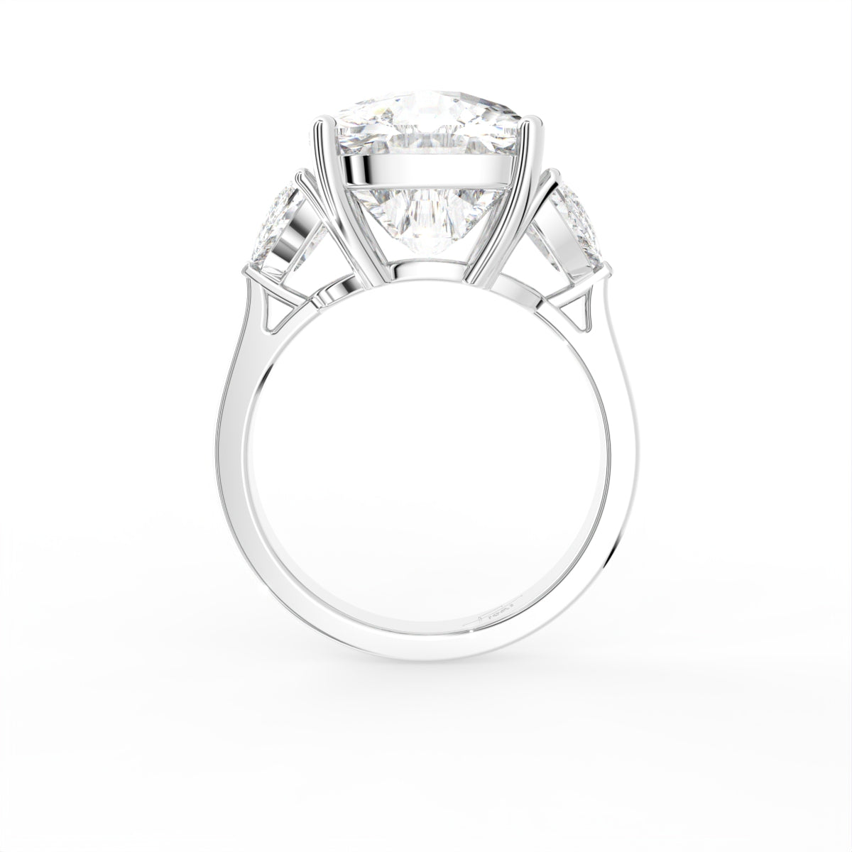 18K White Gold Cushion Solitaire Diamond Ring — FRONT