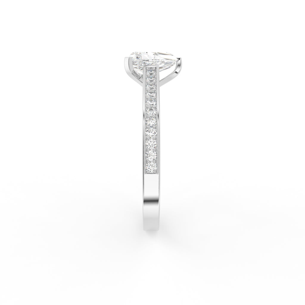 18K Solitaire Triangle Diamond Ring — SIDE