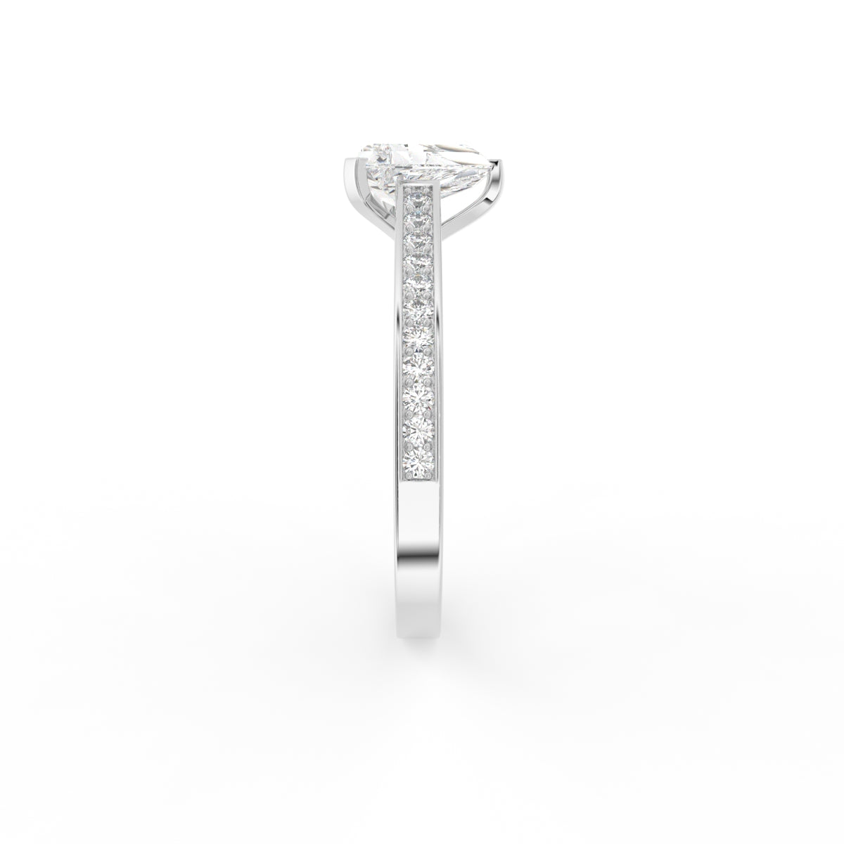 18K Solitaire Triangle Diamond Ring — SIDE