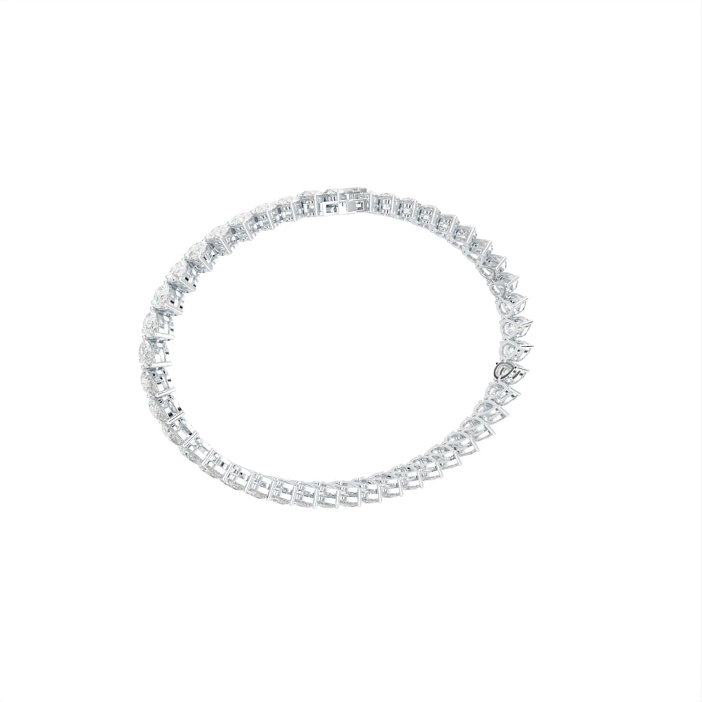 14K White Gold Tennis Pear Diamond Bracelet — 3D VIEW