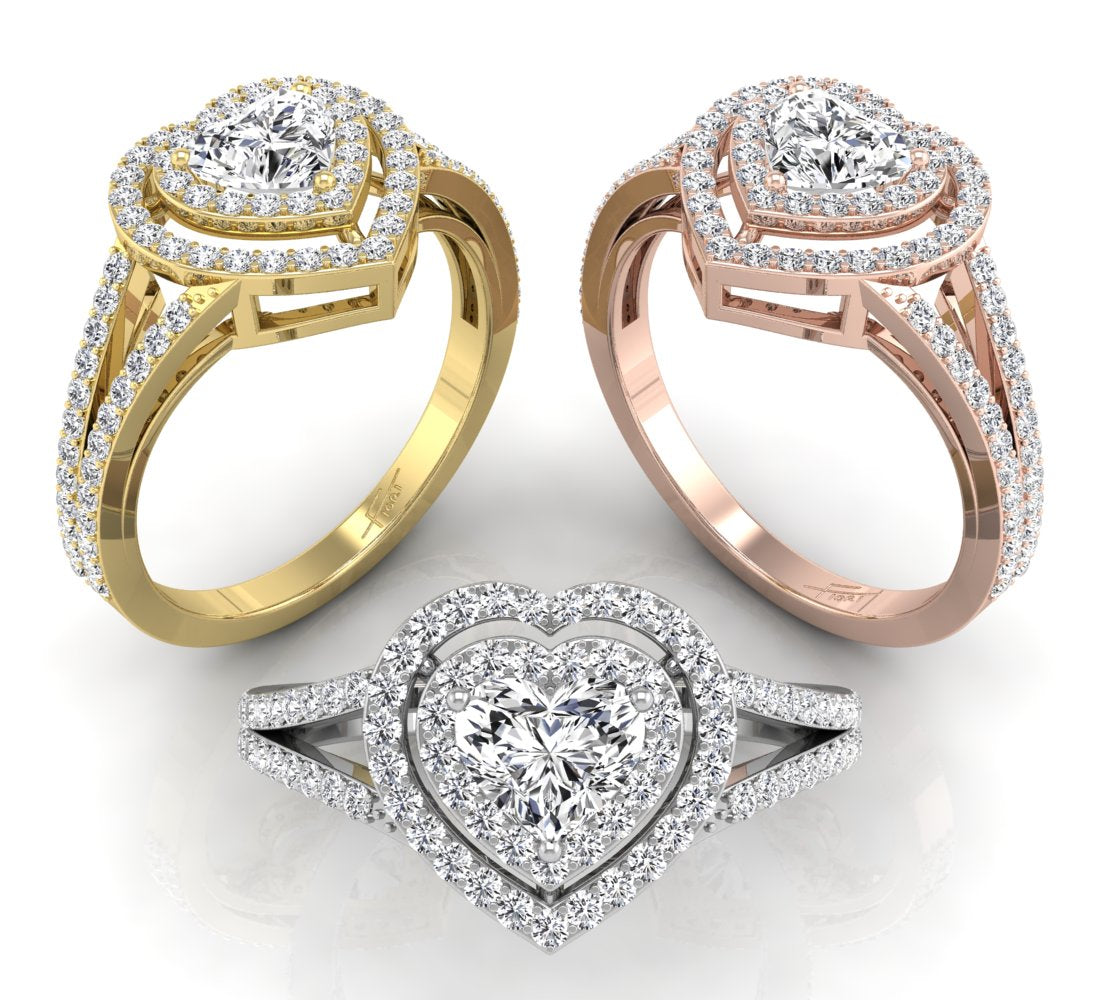 18K Halo Diamond Engagement Ring — 3 COLOR