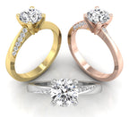 18K Round Diamond Solitaire Engagement Ring — 3 COLOR