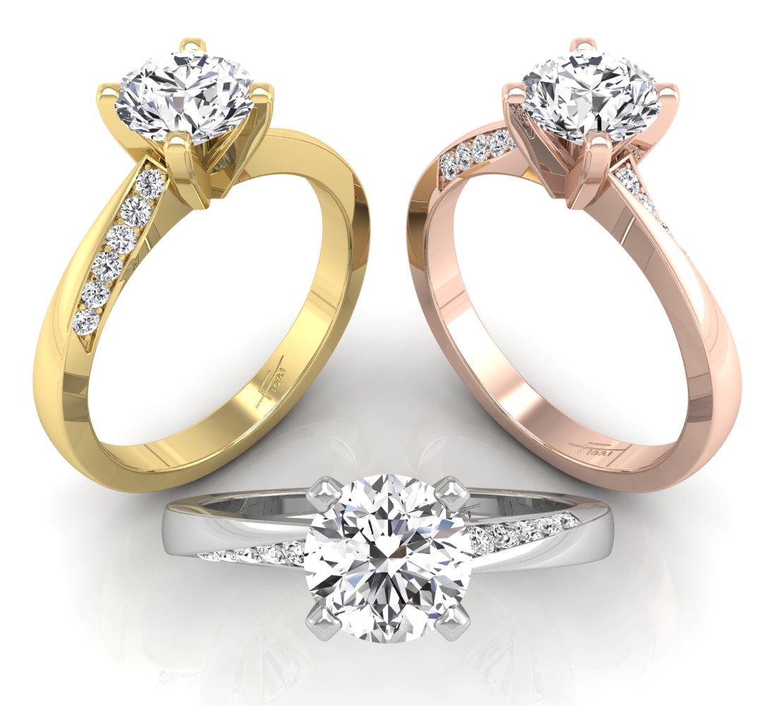 18K Round Diamond Solitaire Engagement Ring — 3 COLOR