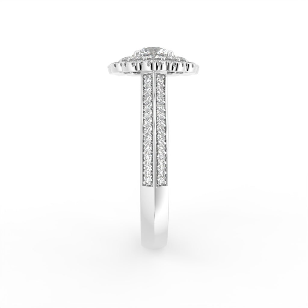 18K Halo Round Diamond Engagement Ring — SIDE