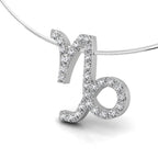 18K White Gold Zodiac Round Diamond Pendant — 3D VIEW