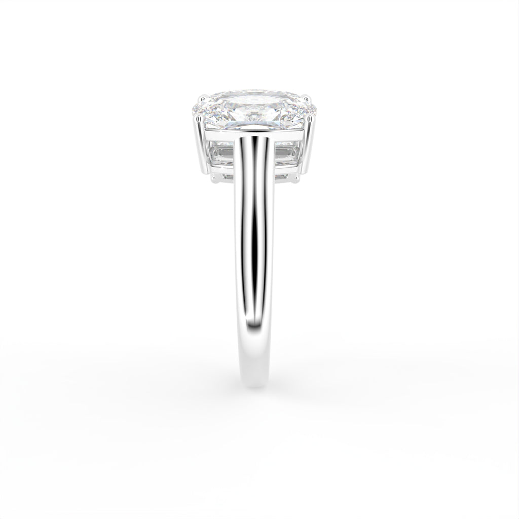 18K Trilogy Emerald-Cut Diamond Ring — SIDE