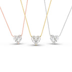 18K White Gold Solitaire Heart Diamond Pendant — 3 COLOR