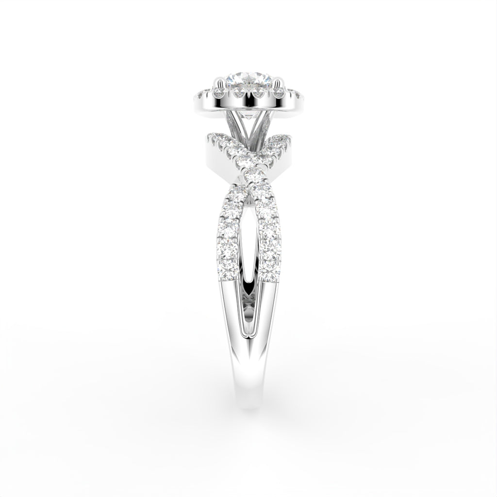 18K Halo Round Diamond Engagement Ring — SIDE