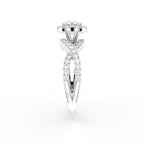 18K Halo Round Diamond Engagement Ring — SIDE