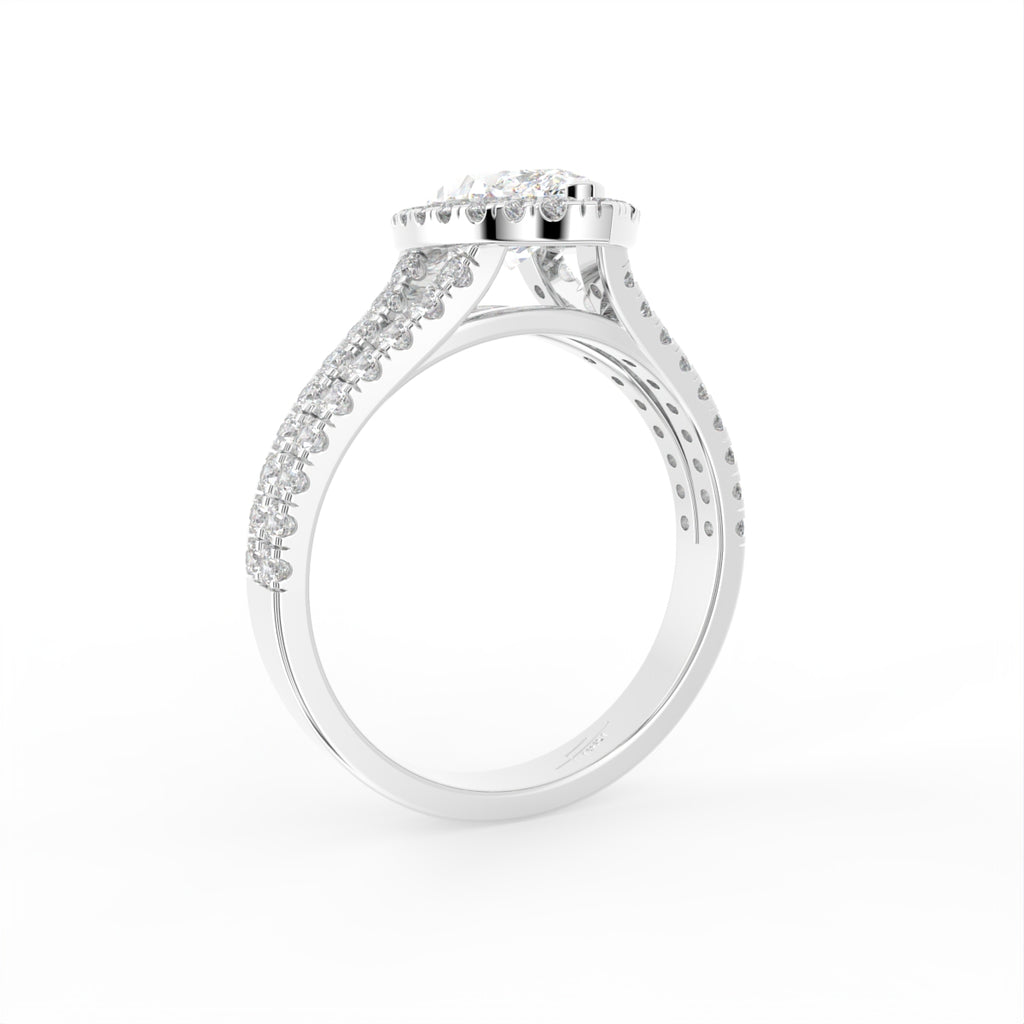 18K Halo Marquise Diamond Engagement Ring — 3D VIEW