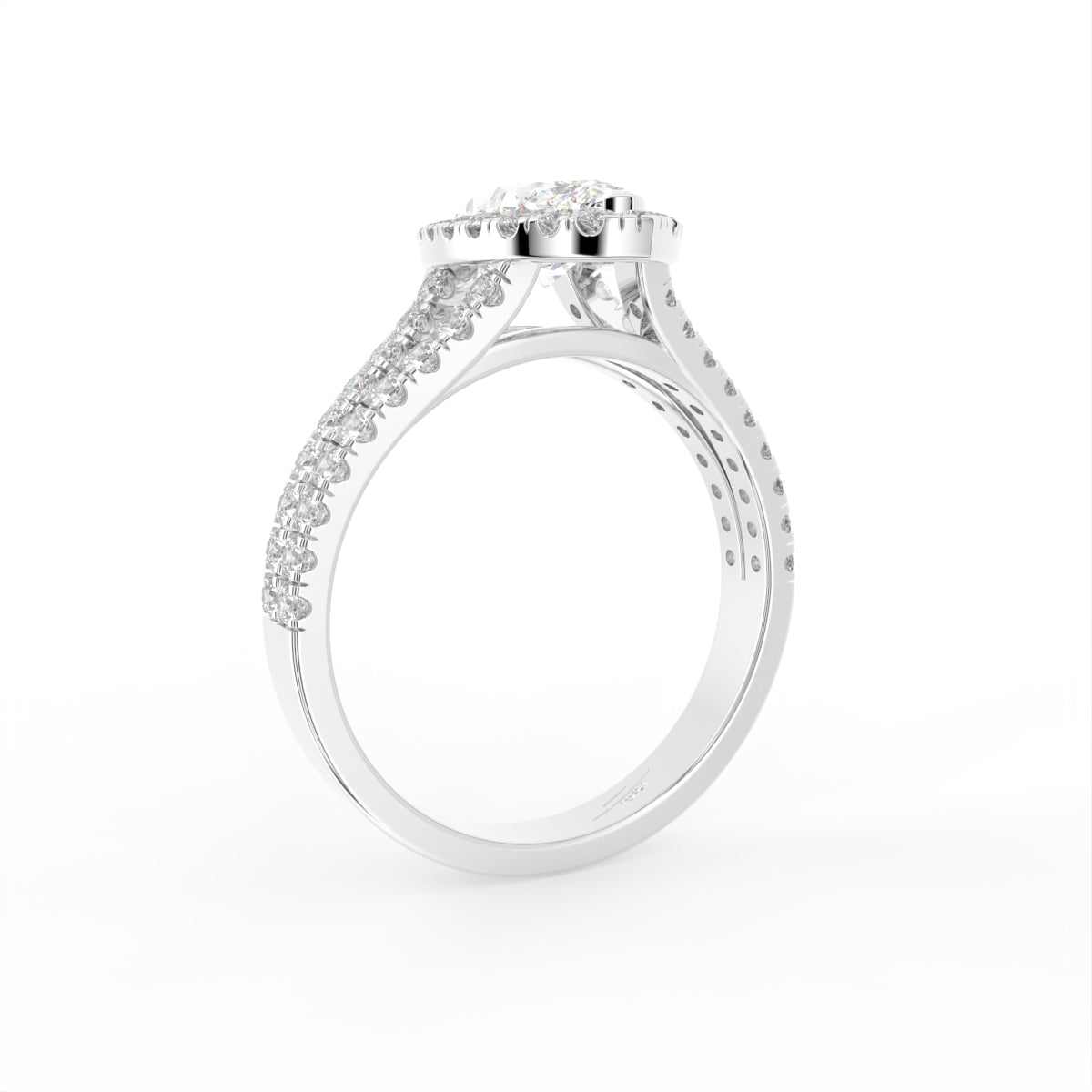 18K Halo Marquise Diamond Engagement Ring — 3D VIEW