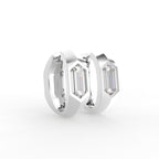18K Fancy-Cut Diamond Huggie Hoop Earrings — 3D VIEW