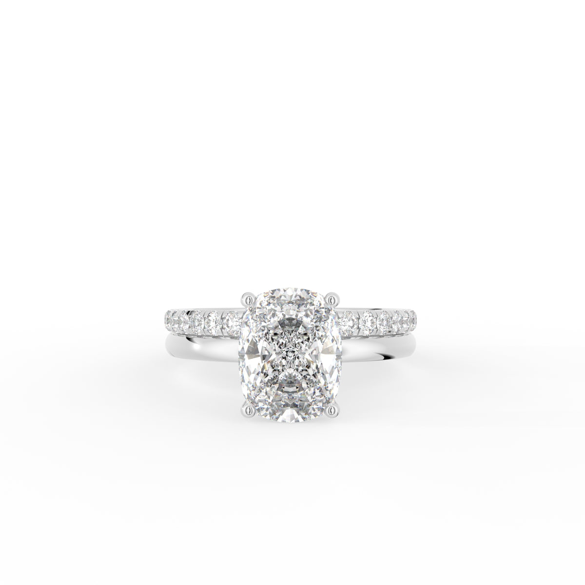 18K Solitaire Cushion Diamond Ring — TOP