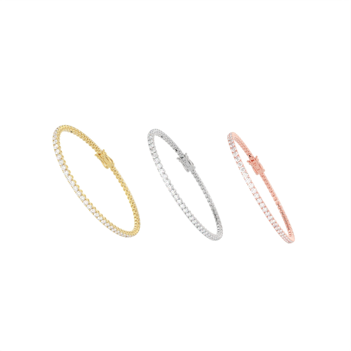 18K Tennis Round Diamond Bracelet — 3 COLOR