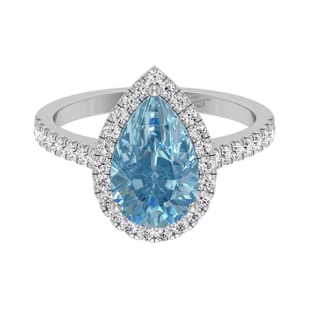 vimg:FJ1011|18K White Gold Halo Pear Diamond Ring — TOP