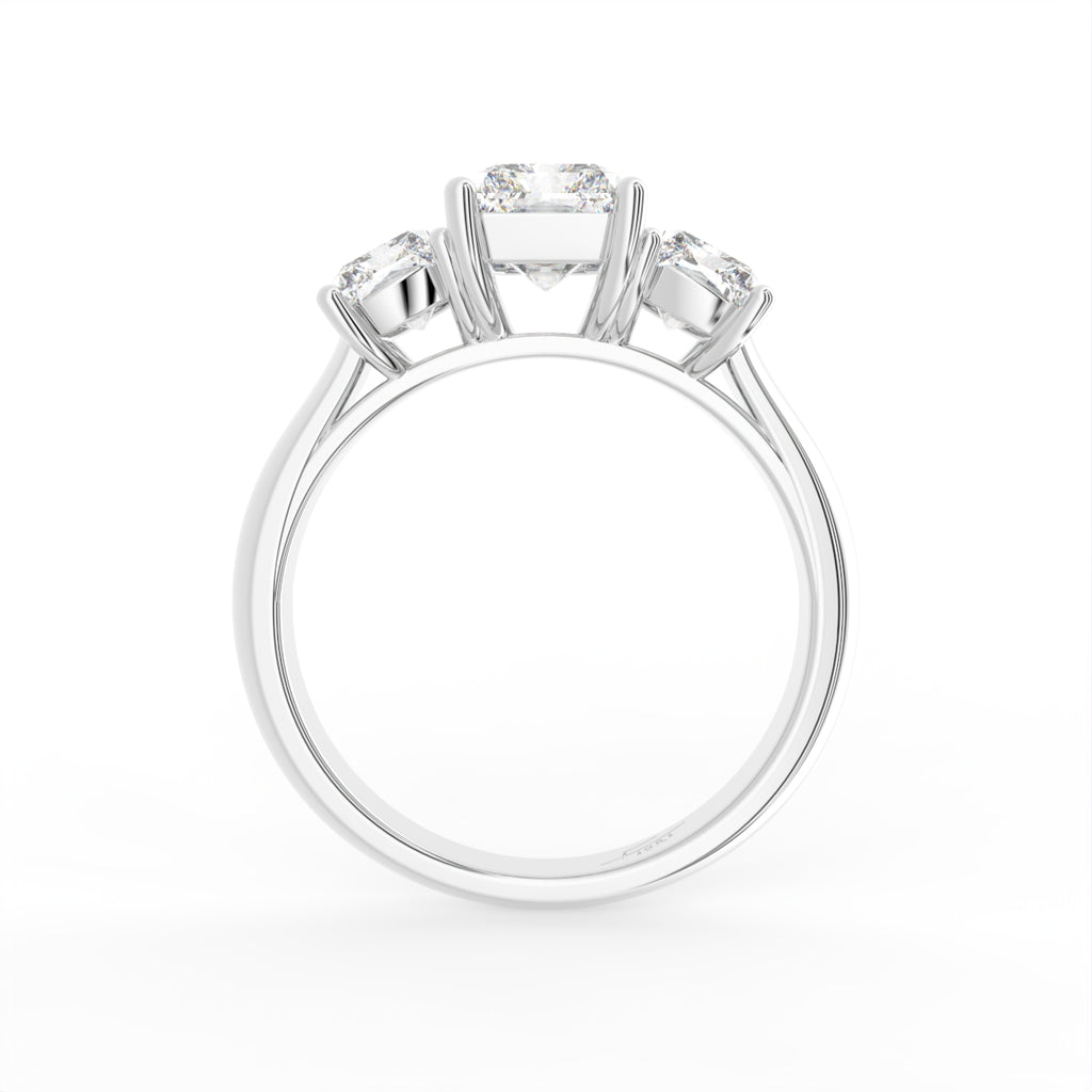 18K Trilogy Diamond Engagement Ring — FRONT