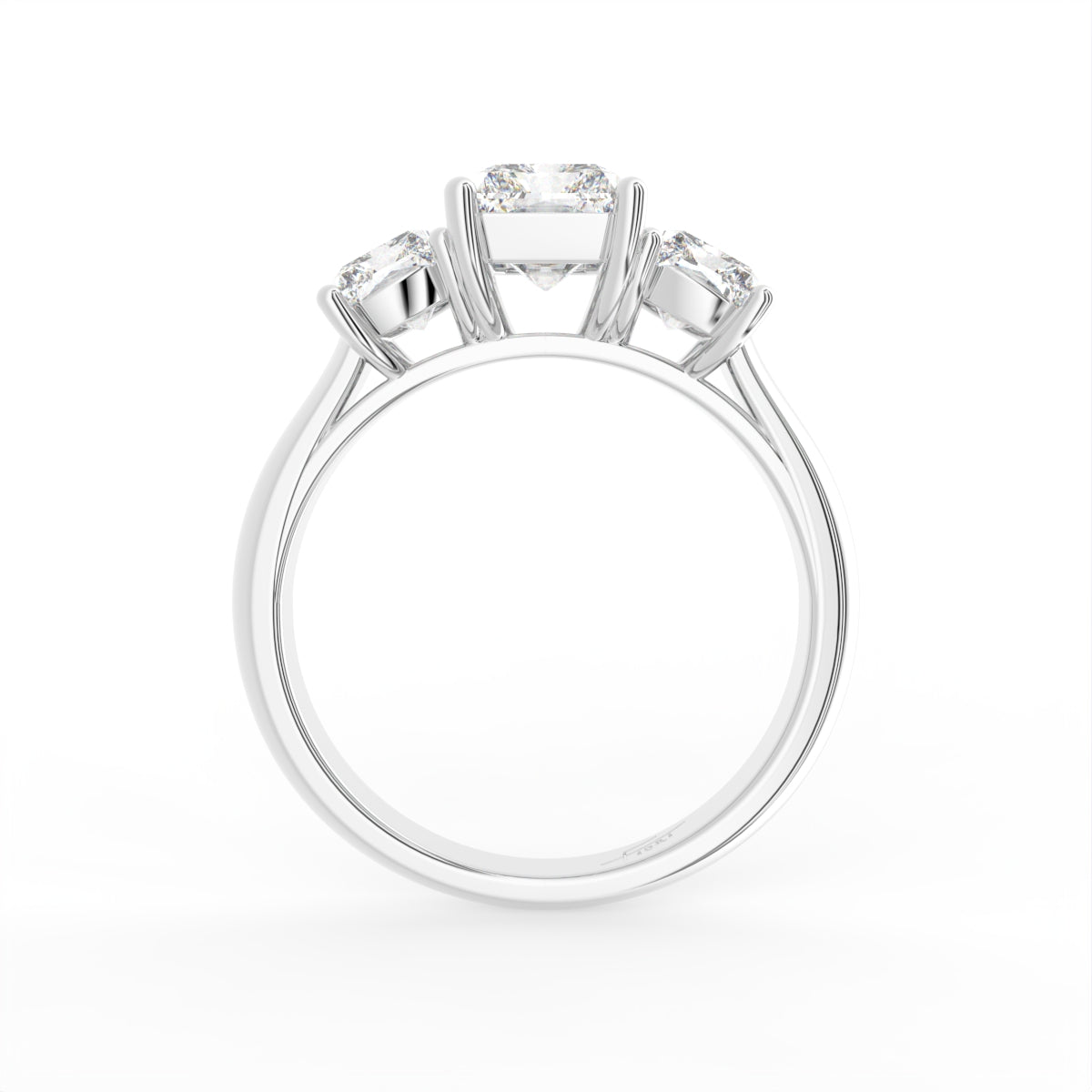 18K Trilogy Diamond Engagement Ring — FRONT