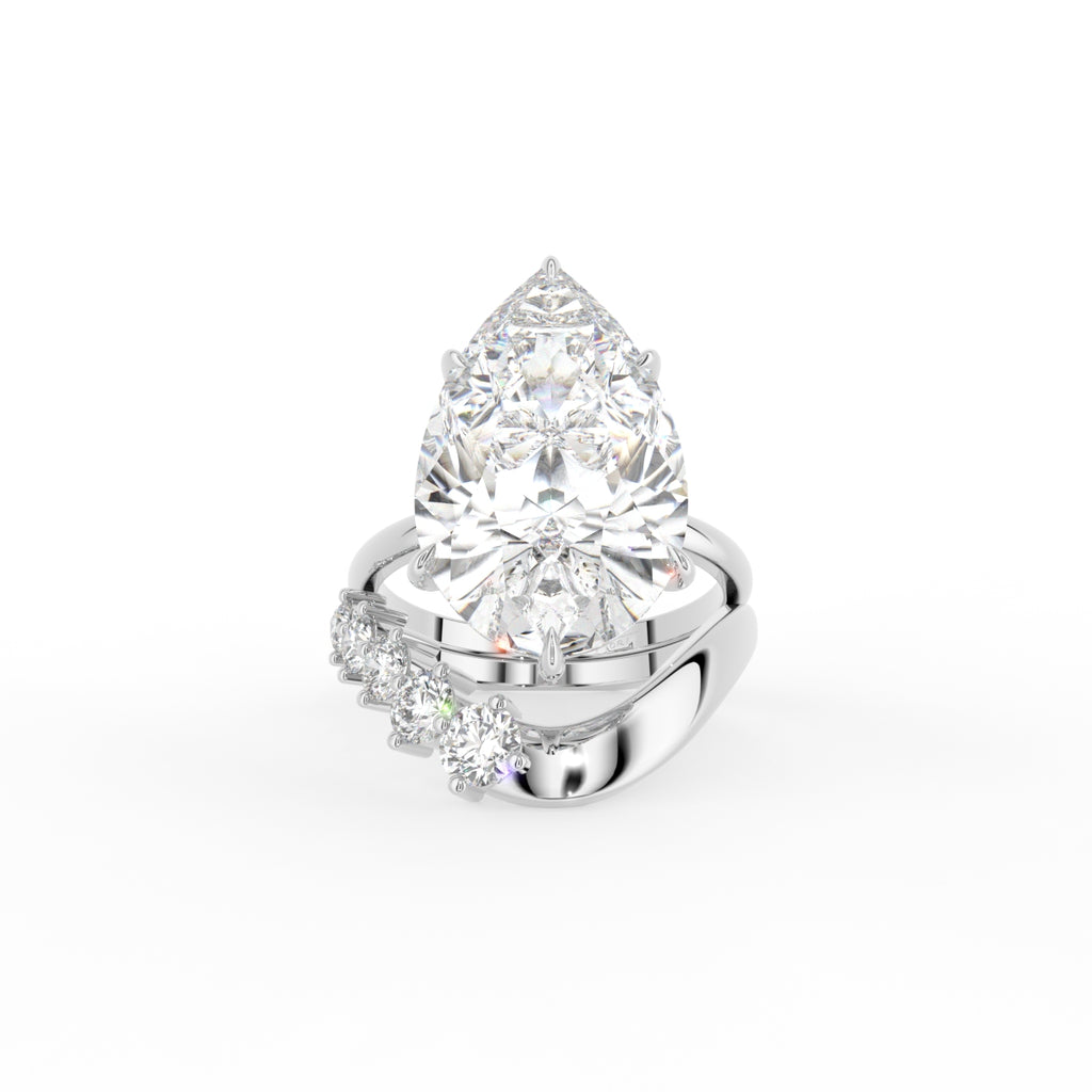18K Pear Solitaire Diamond Engagement Ring — TOP