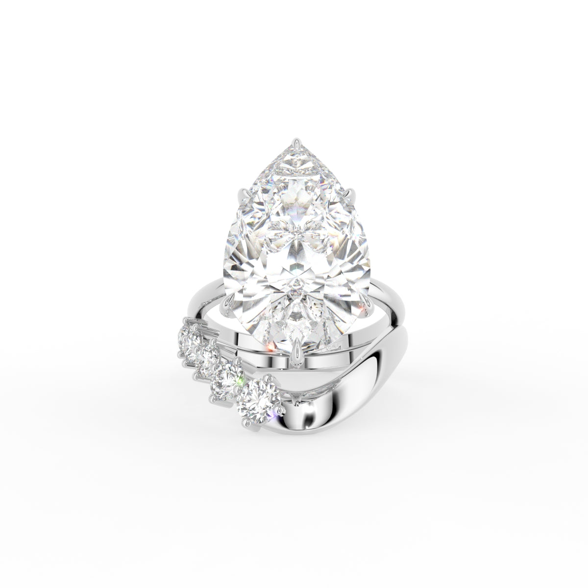 18K Pear Solitaire Diamond Engagement Ring — TOP