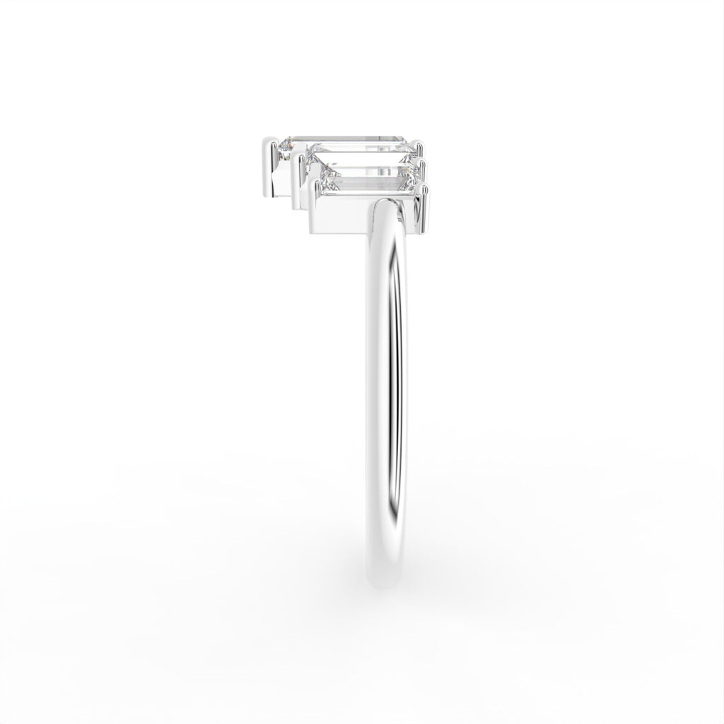 18K White Gold Baguette Cluster Diamond Ring — SIDE