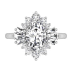 14K White Gold Oval Baguette Diamond Ring — 3 COLOR