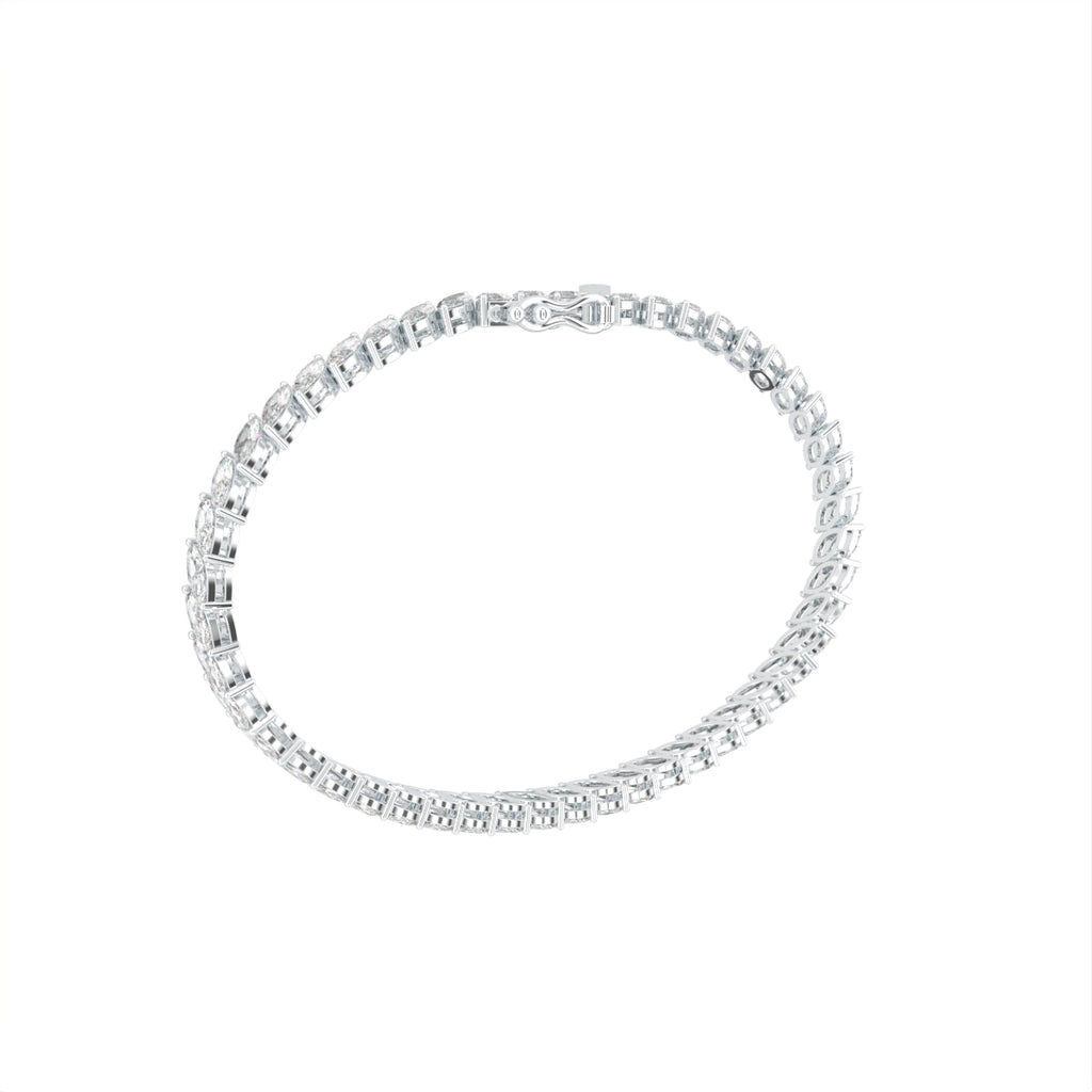 14K White Gold Tennis Marquise Diamond Bracelet — 3D VIEW