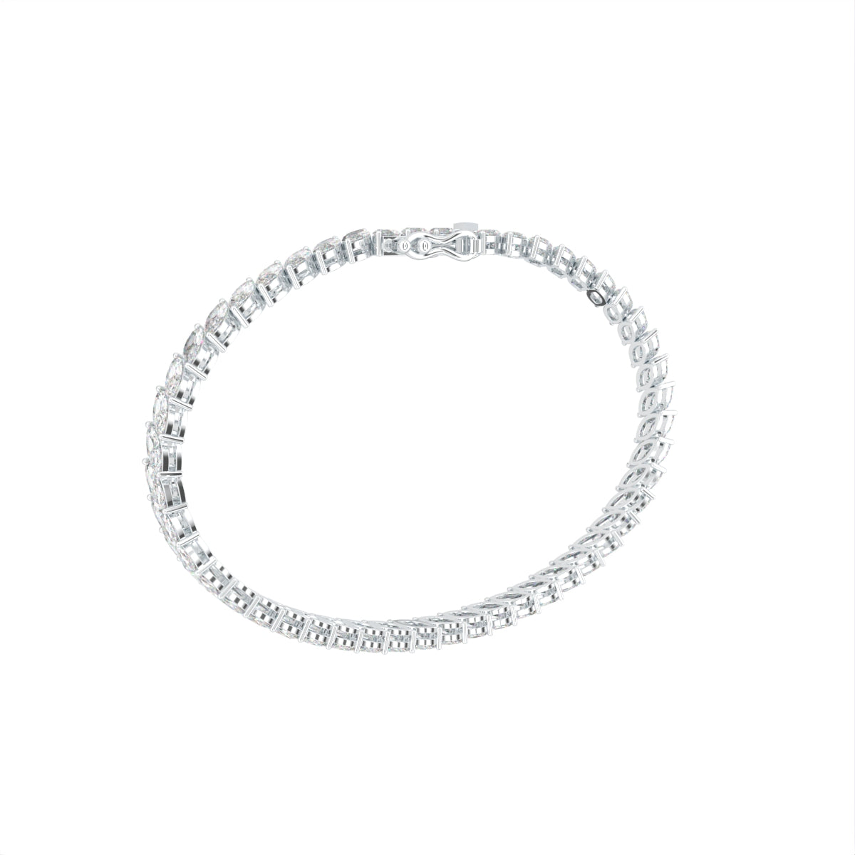 14K White Gold Tennis Marquise Diamond Bracelet — 3D VIEW