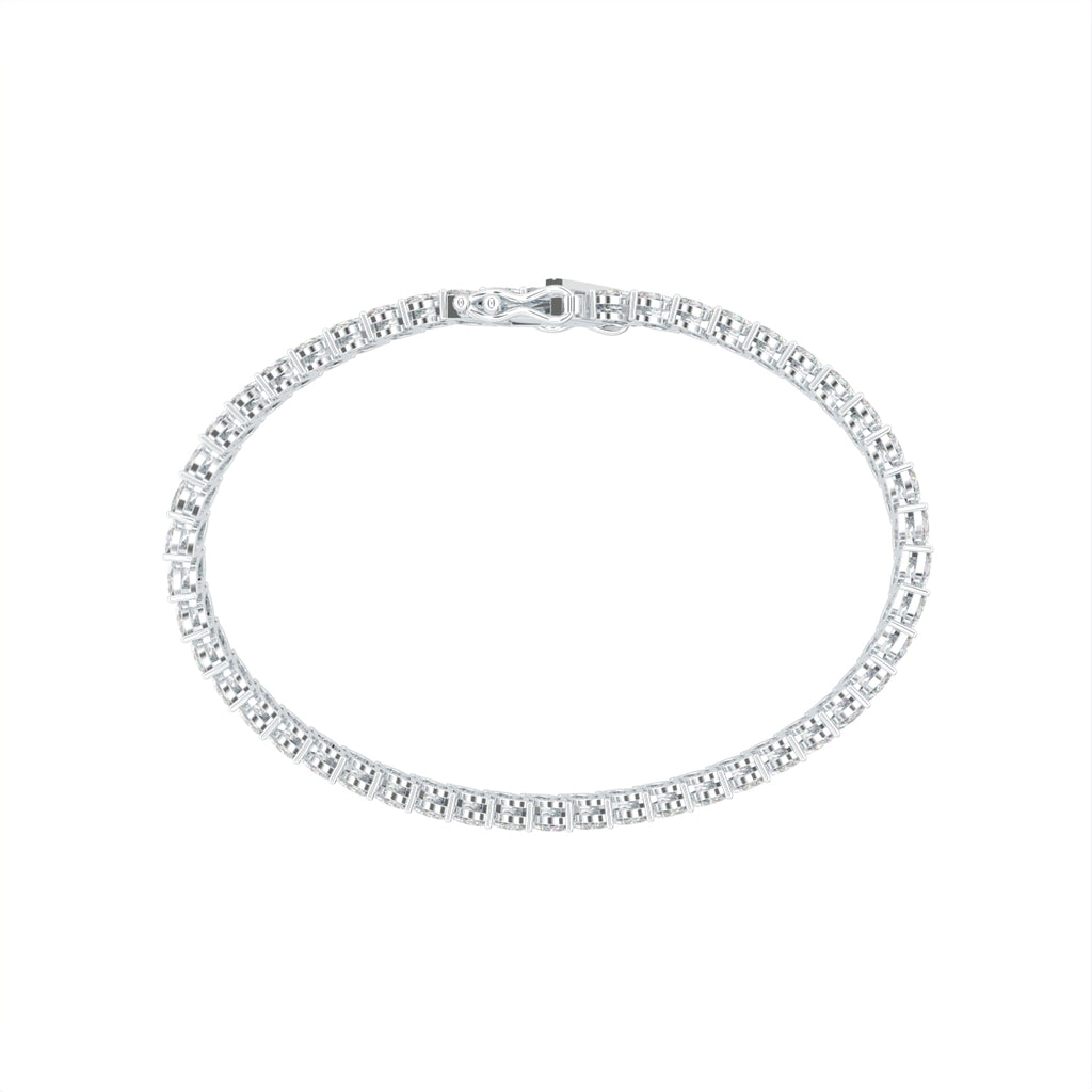 14K White Gold Tennis Marquise Diamond Bracelet — FRONT