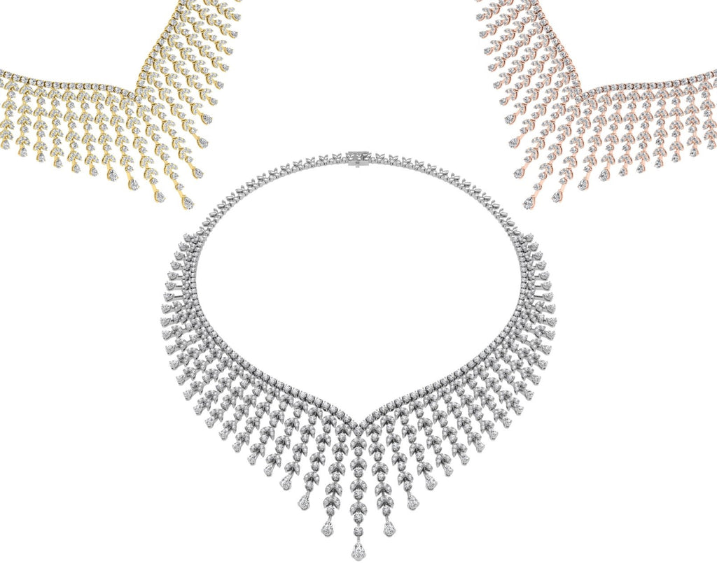 18K Asymmetric Diamond Necklace — 3 COLOR