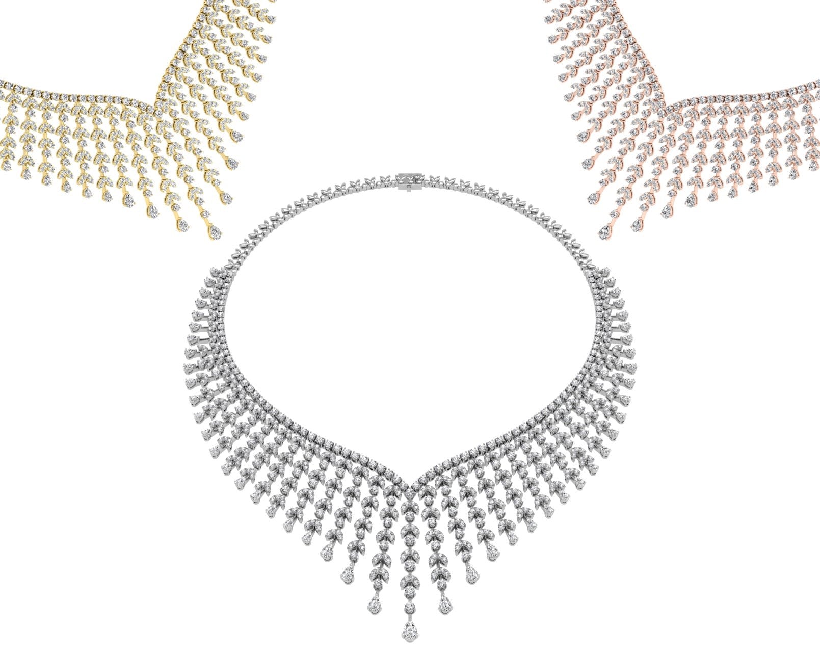 18K Asymmetric Diamond Necklace — 3 COLOR