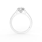 18K Halo Pear Diamond Ring — FRONT