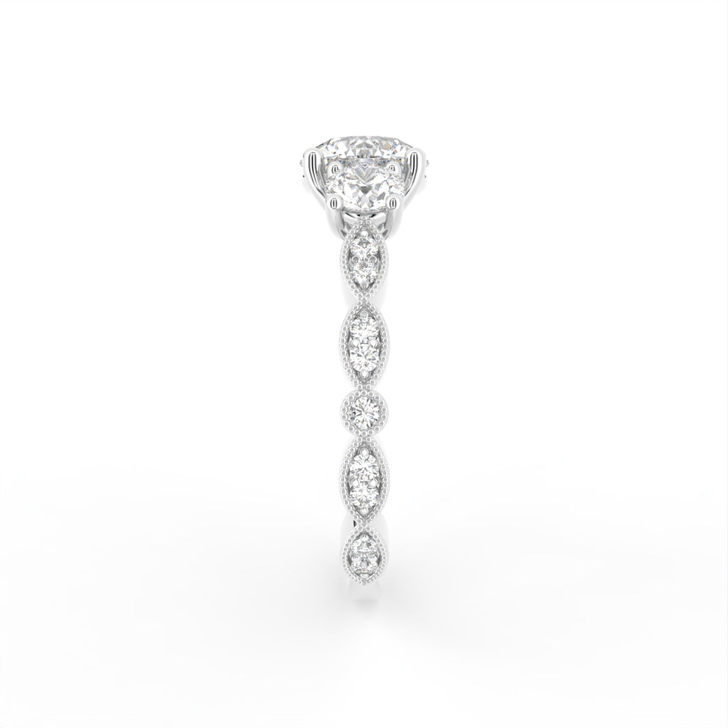 18K Solitaire Round Diamond Engagement Ring — SIDE