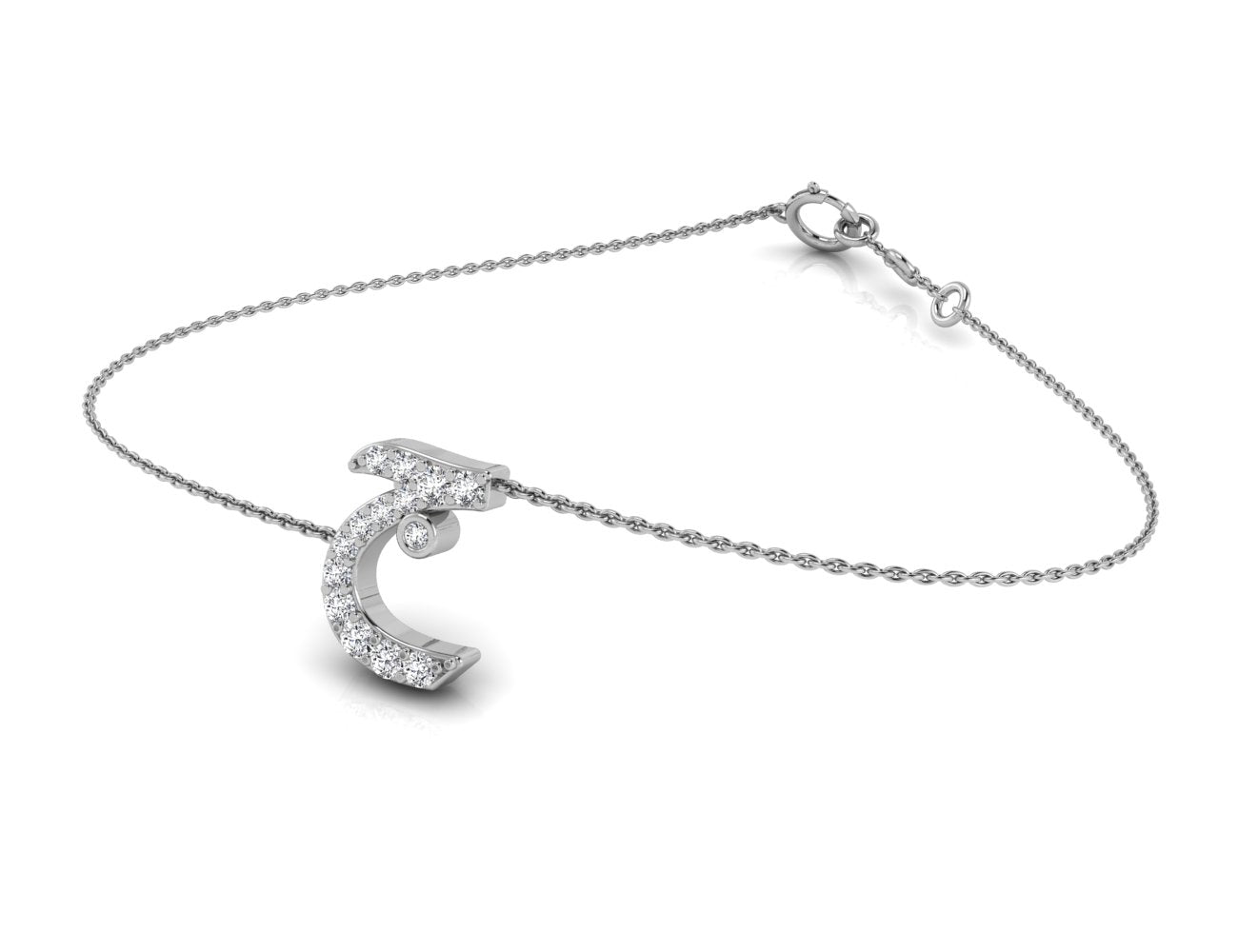 18K Arabic Alphabet Diamond Bracelet — 3D VIEW