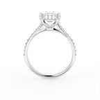 18K Oval Solitaire Pavé Diamond Engagement Ring — FRONT