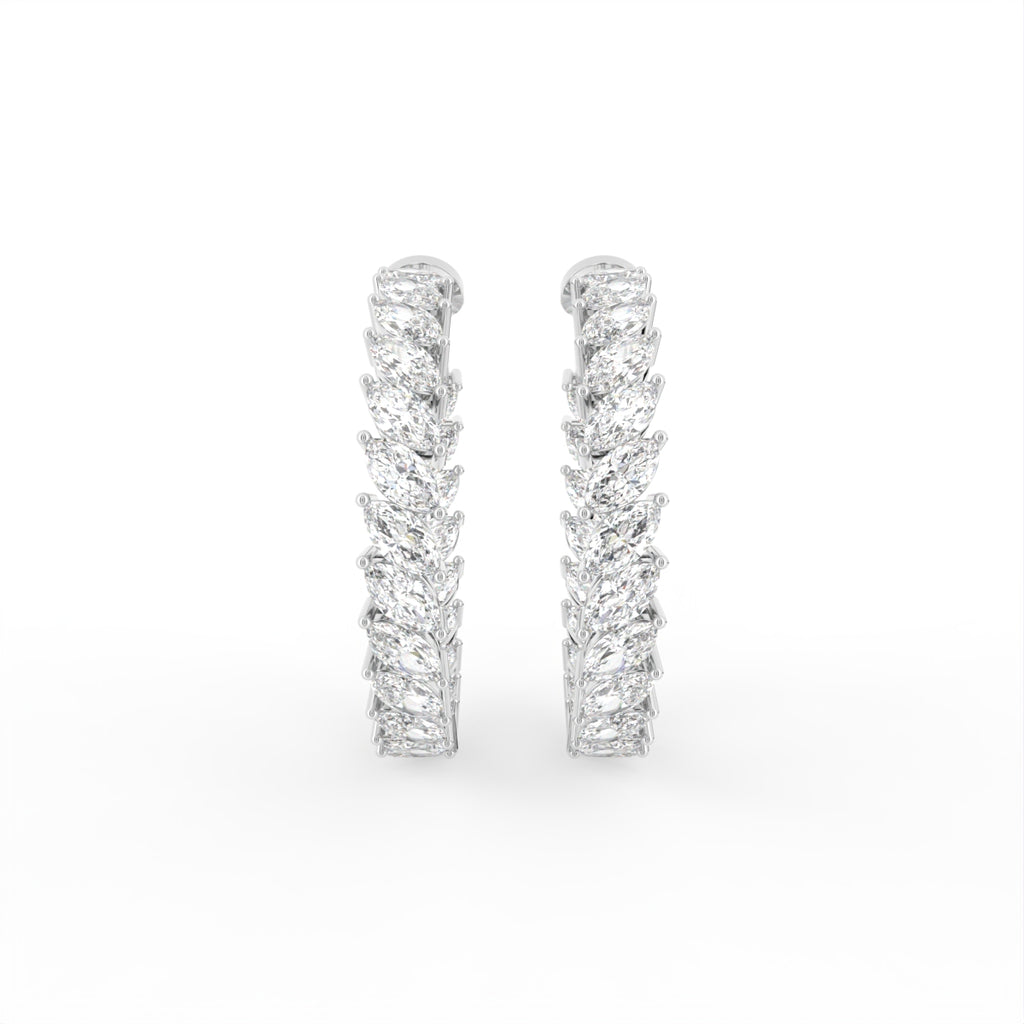 vimg:FJ6125|vimg:FJ6583|18K White Gold Marquise Diamond Hoop Earrings — TOP