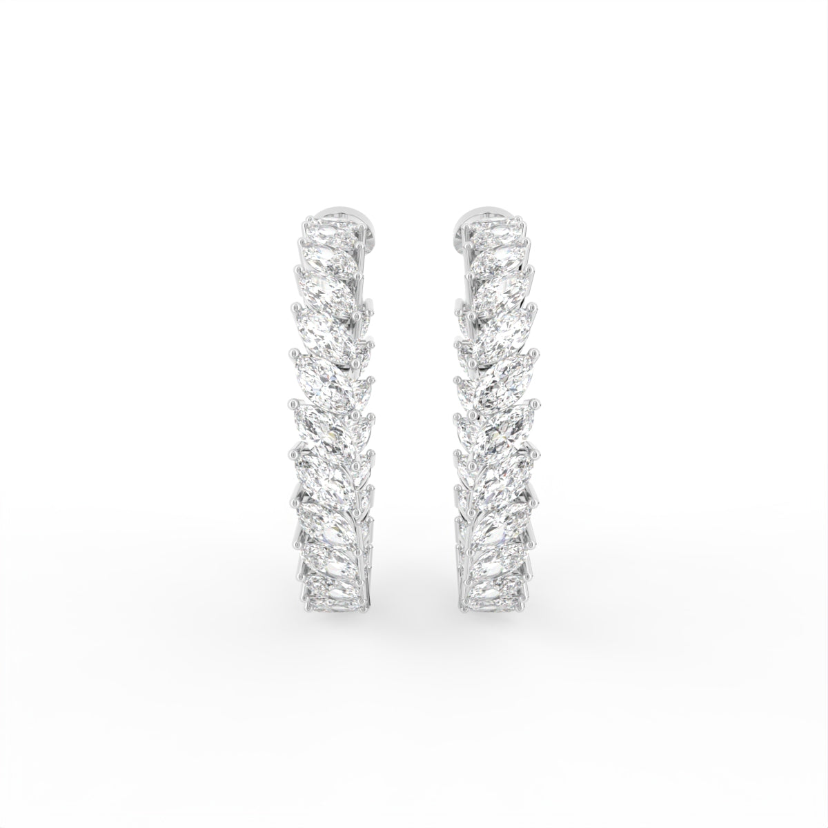 vimg:FJ6125|vimg:FJ6583|18K White Gold Marquise Diamond Hoop Earrings — TOP