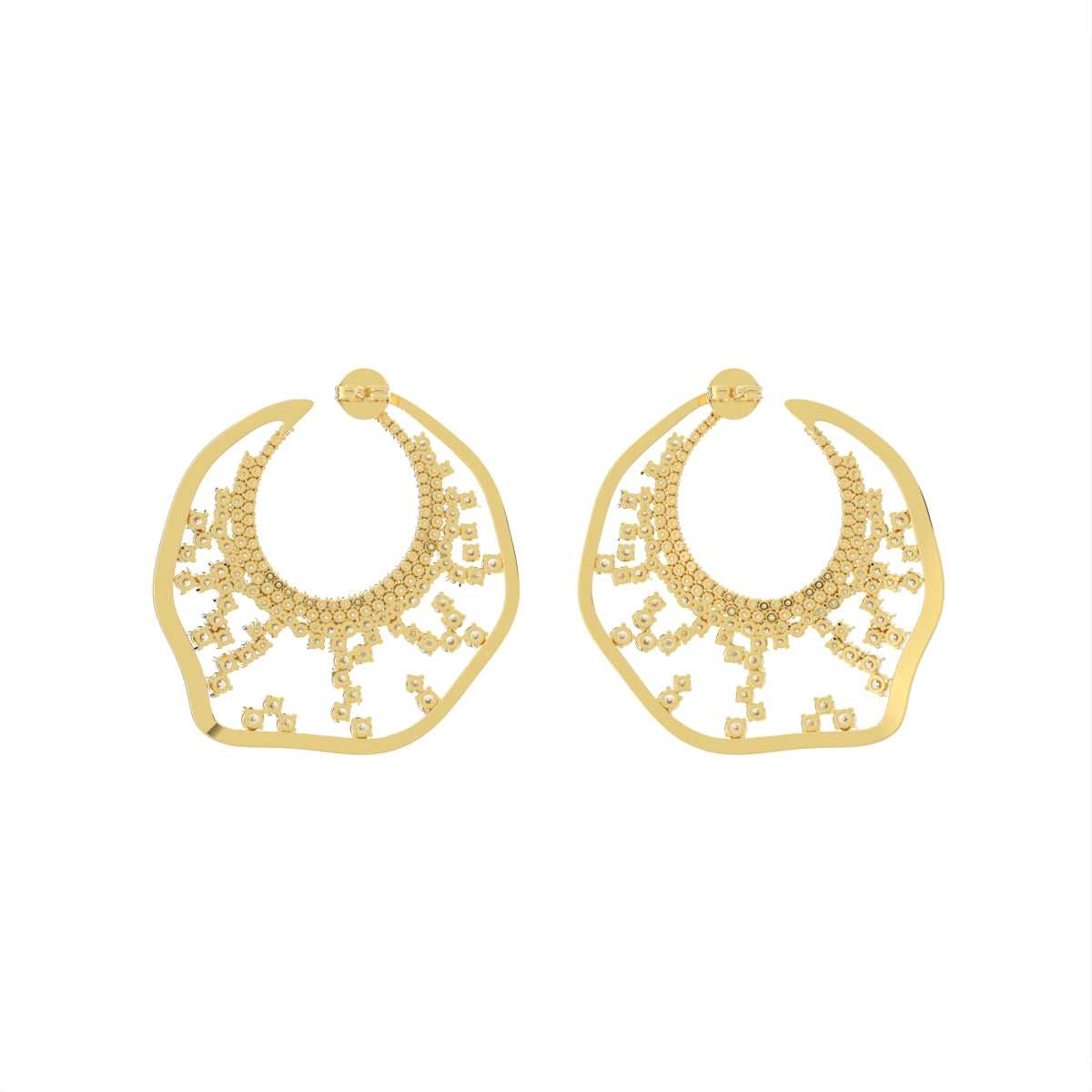 14K White Gold Round Diamond Earrings — BACK