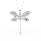 18K Dragonfly Marquise Diamond Pendant — FRONT
